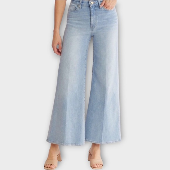 Frame Denim Denim - FRAME Le Palazzo Crop Jeans Blue Springs Stretch Flare Wide Leg Comfy Size 27